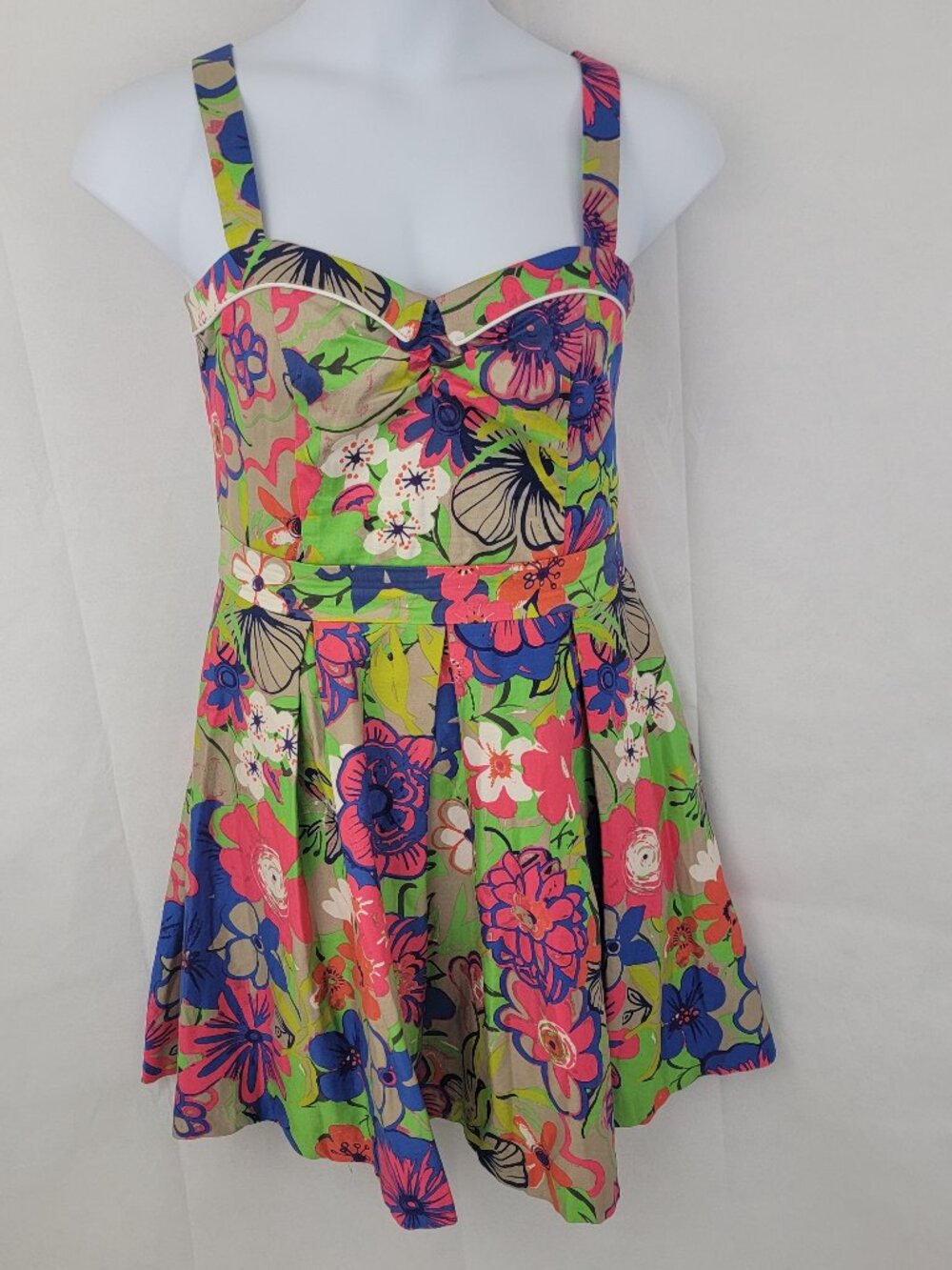 BEACH BASH Art & Tatyana XL Dress Floratina Floral Pleated Pinup Retro Rockabill